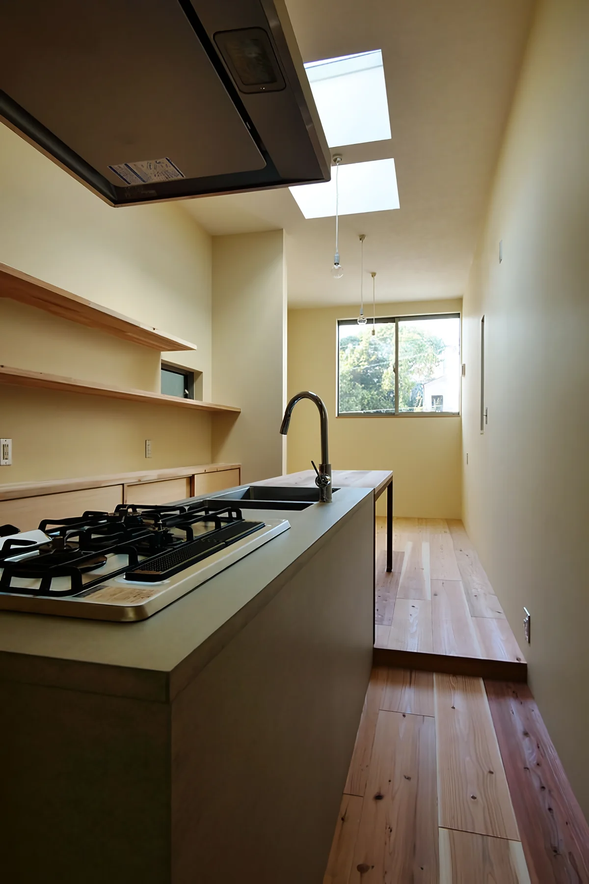 Third-floor living-dining-kitchen (LDK), bringing in natural light through a skylight