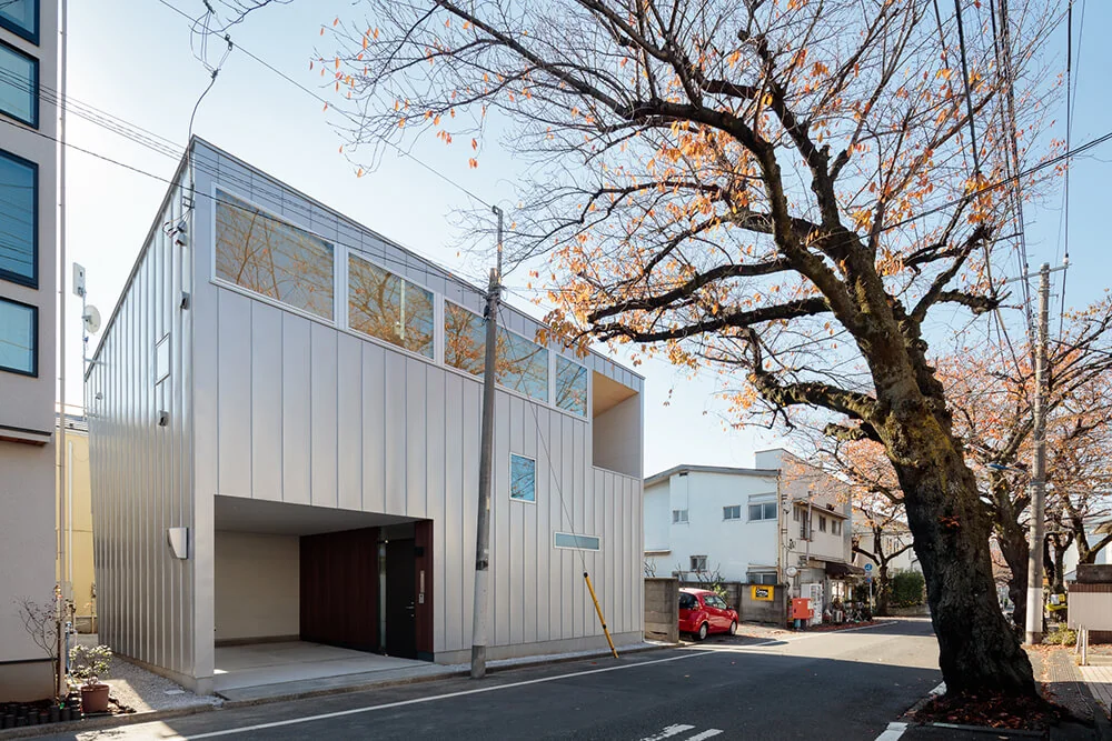 Windows thoughtfully arranged to preserve privacy while framing views of the cherry blossom avenue from multiple vantage points.