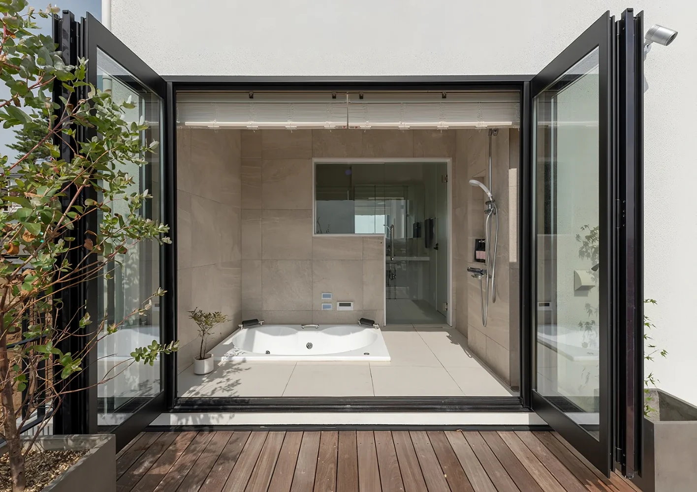 A House with a Deck Opening onto the View