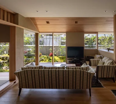 House in Higashi-Ikoma — Two-Family Residence with Three Gardens｜Homes with Gardens｜Custom-built house｜Living Room
