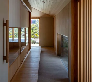 House in Tokushima — Parent Household: A Two-Generation Residence Connected by a Through Doma｜Homes with Gardens｜Custom-built house｜Corridor