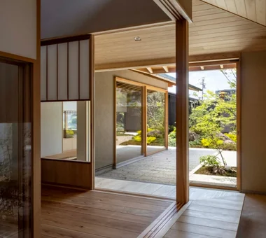 House in Tokushima — Parent Household: A Two-Generation Residence Connected by a Through Doma｜Homes with Gardens｜Custom-built house｜Corridor