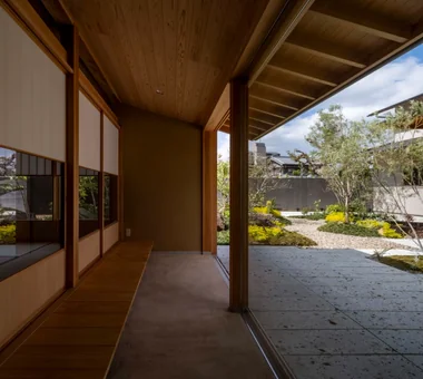 House in Tokushima — Parent Household: A Two-Generation Residence Connected by a Through Doma｜Homes with Gardens｜Custom-built house｜Corridor