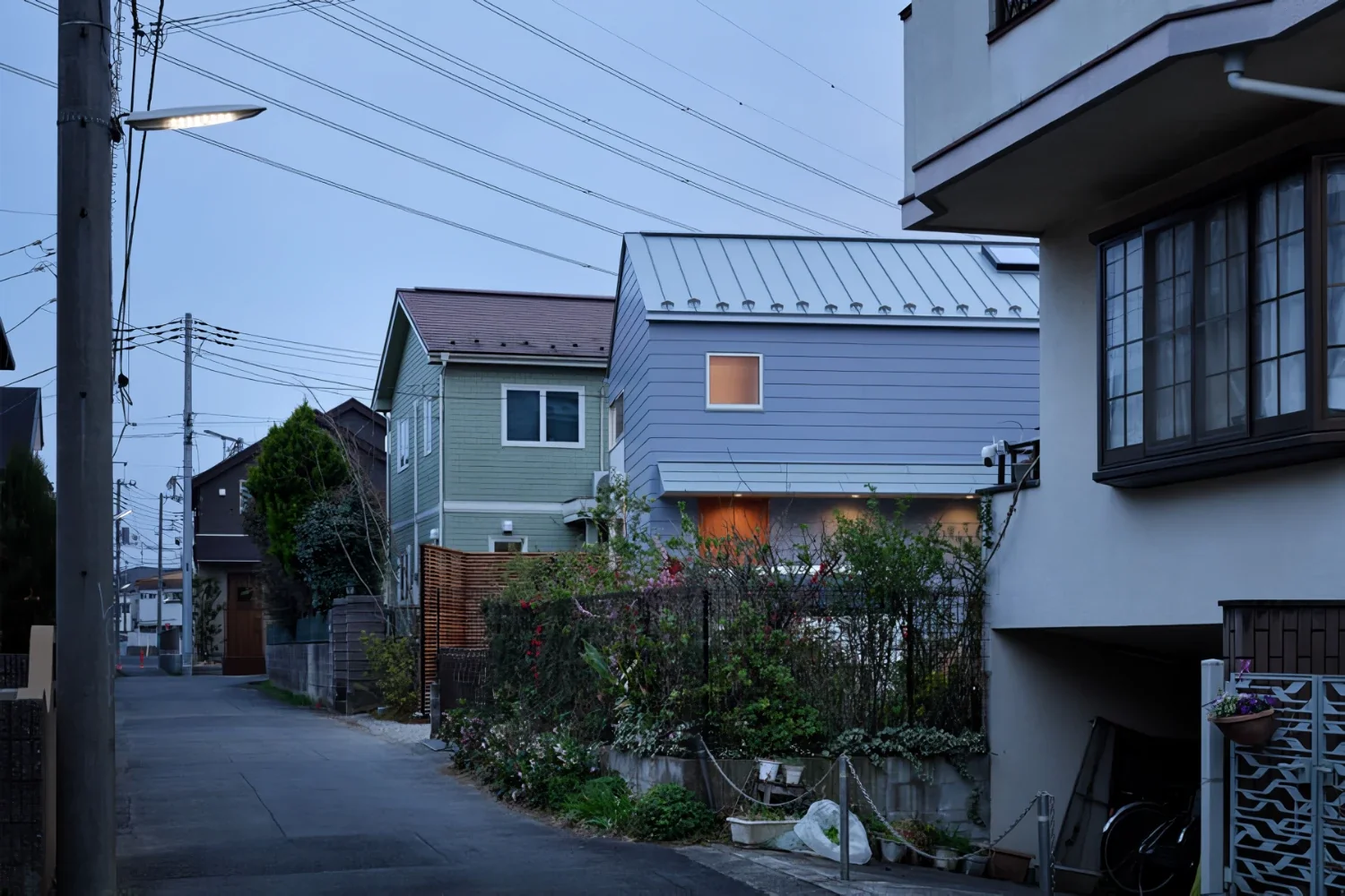 道路側に庭と駐車場をまとめた回遊の家｜hamal