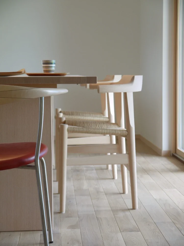 Single-story house inhabited by a chair collector