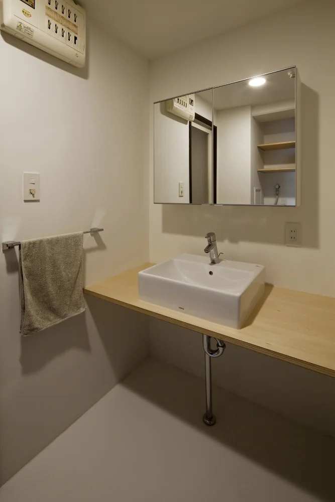 A simple washroom composed only of a counter and a basin.