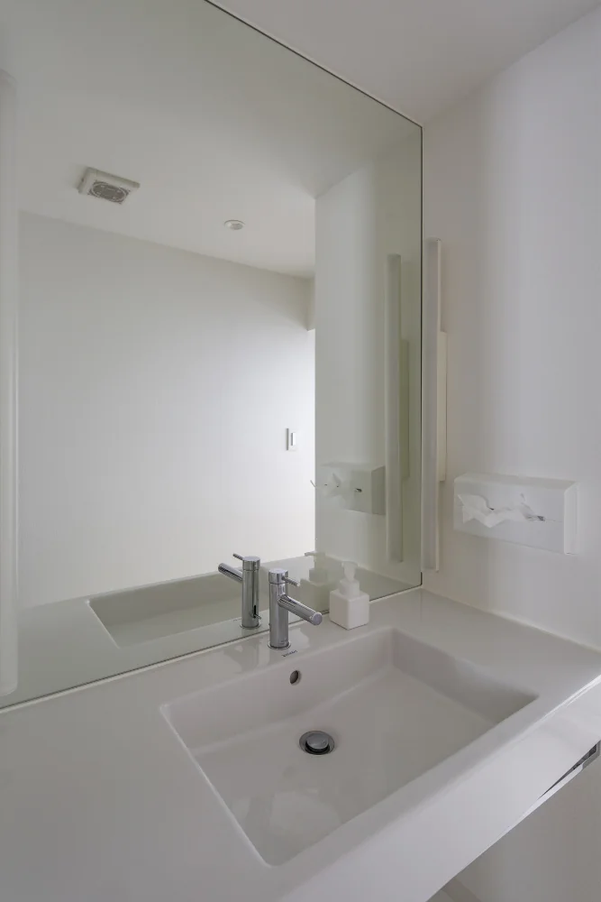 Sanitary areas are unified in white.