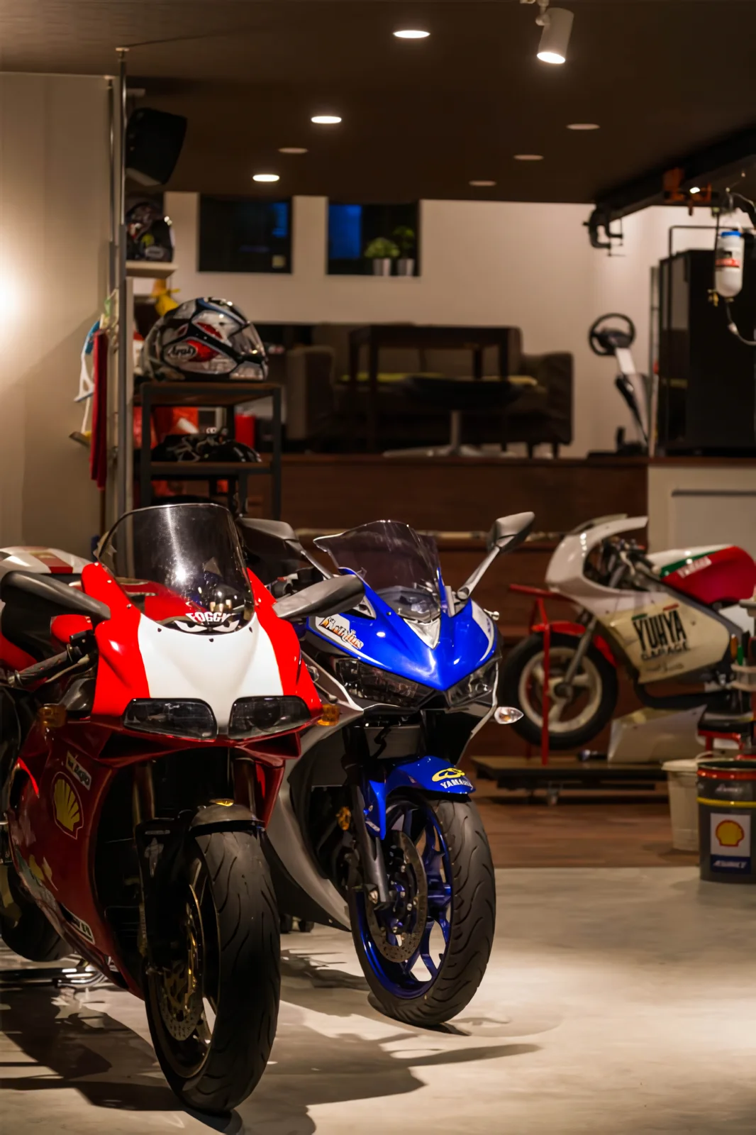 A space where humans and motorcycles hold equal significance.